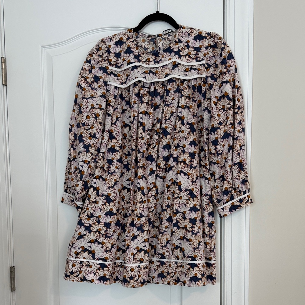 Batsheva Navy and White Daisy Print Dress